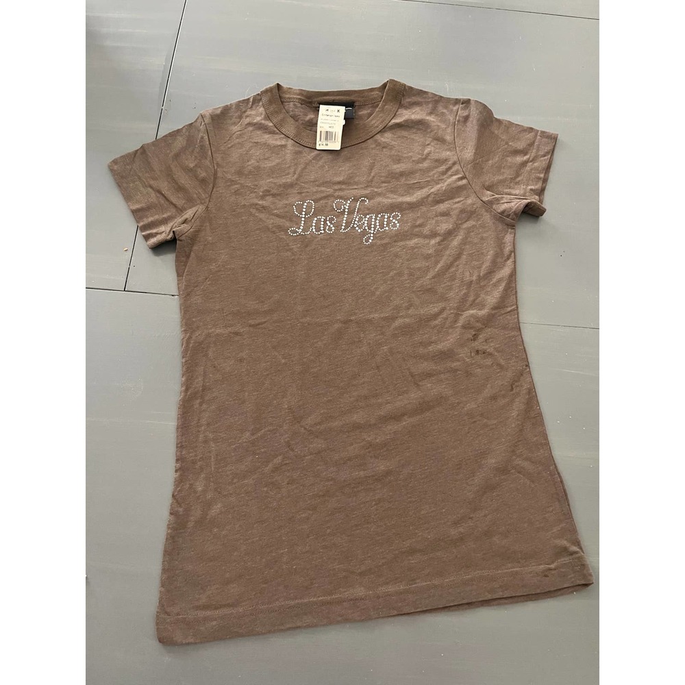 Las Vegas Rhinestone Brown T-shirt size Womens Medium